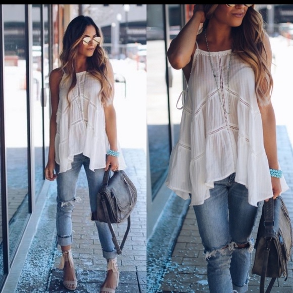 Doe & Rae Tops - 🚫RESERVED🚫Doe & Rae Boho Lace Up Swing Tank NWT